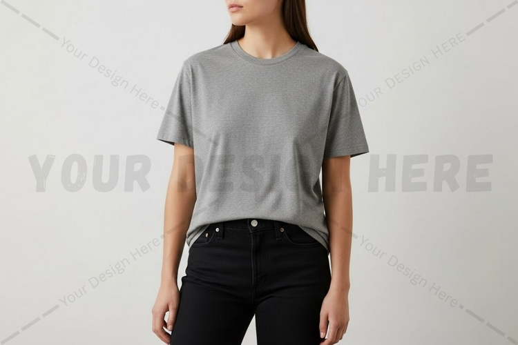 Classic grey t-shirt for women t-shirt mockup