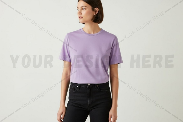 Lilac solid t-shirt for women t-shirt mockup