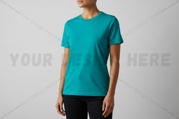Bright turquoise t-shirt mockup design