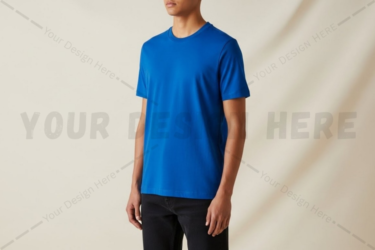 Royal blue men's t-shirt mockup
