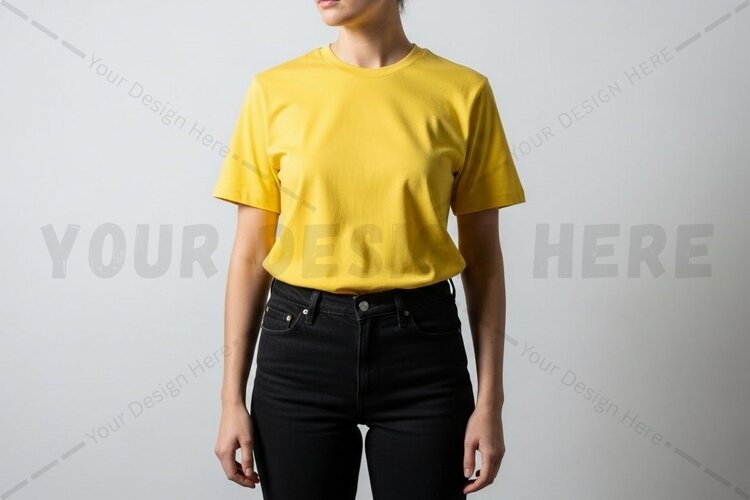 Bright yellow t-shirt mockup design example image 1