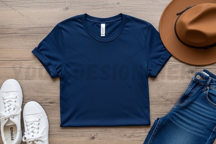 Navy blue t-shirt mockup design