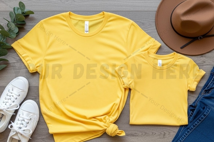 Bright yellow t-shirt mockup design