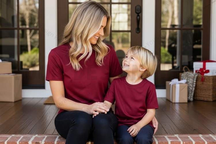 Matching family t-shirt set - mom t-shirt mockup design