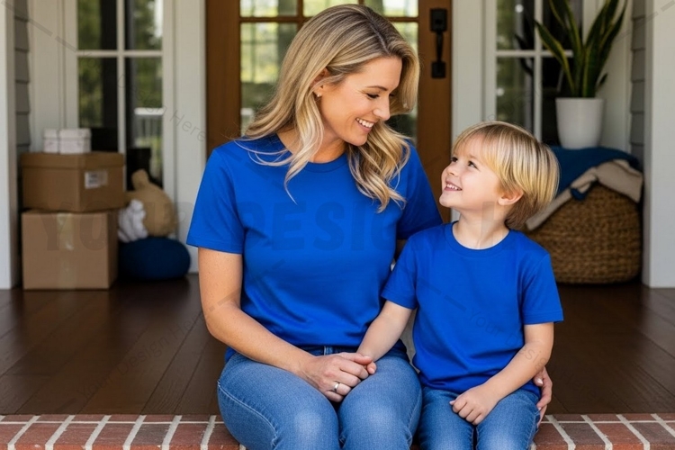 Matching blue t-shirt mockup design