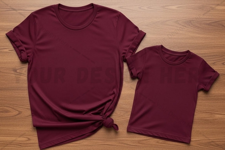 Burgundy t-shirt mockup design