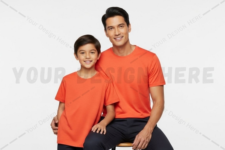 Bright orange t-shirt for men and boys t-shirt mockup design