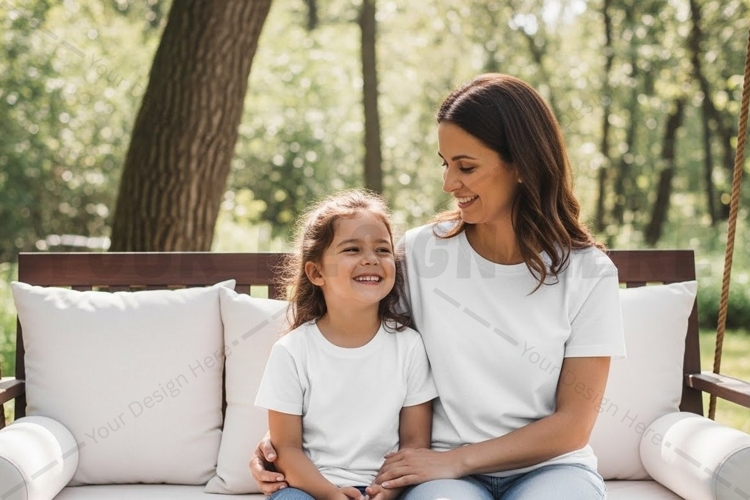 Mother and daughter t-shirt mockup design