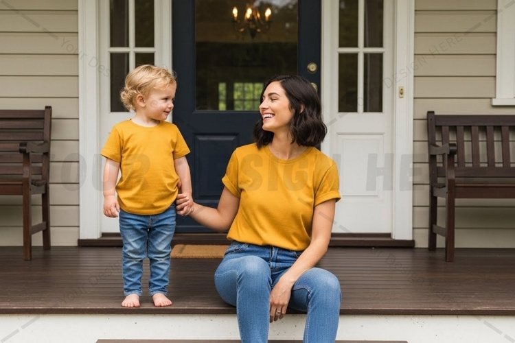 Matching yellow t-shirt mockup design