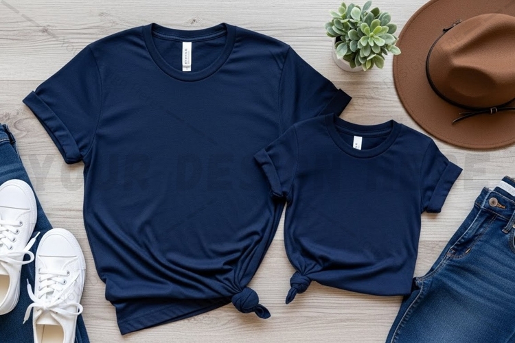 Navy blue t-shirt mockup design