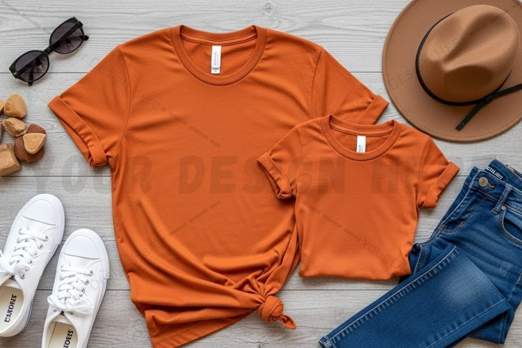 Stylish orange t-shirt mockup design