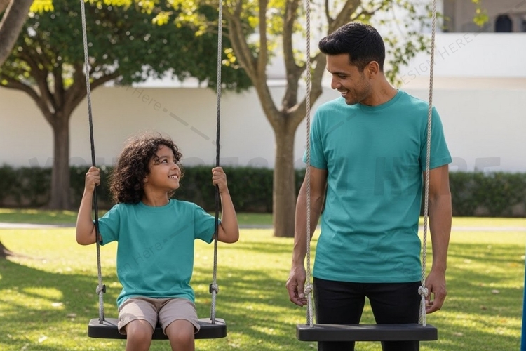 Father and daughter matching t-shirt set t-shirt mockup