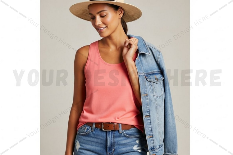 Casual summer tank top with t-shirt mockup