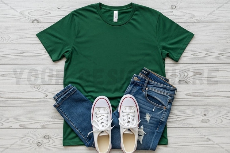 Casual green t-shirt mockup