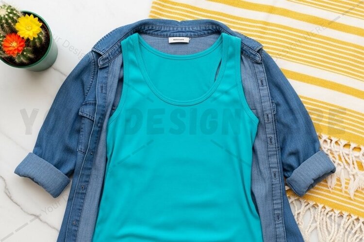 Turquoise t-shirt mockup example image 1
