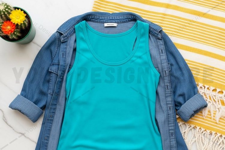 Turquoise t-shirt mockup