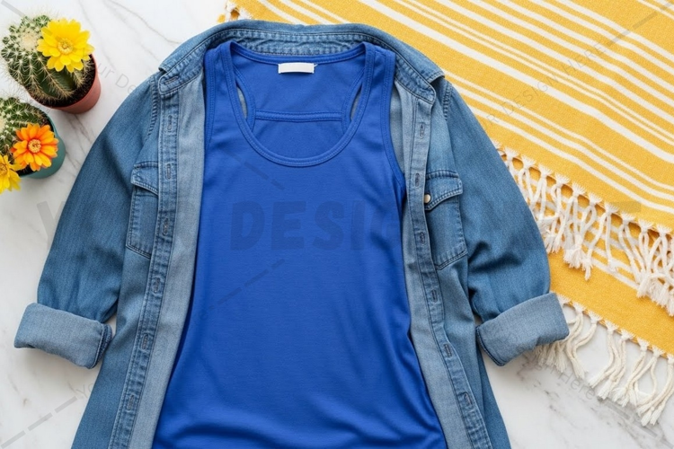 Blue t-shirt mockup design