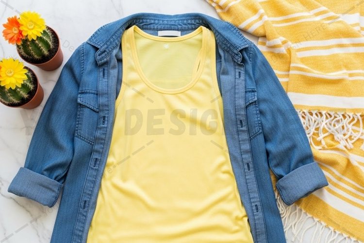 Bright yellow t-shirt mockup