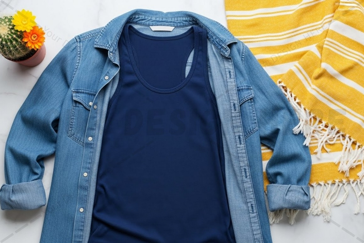 Casual blue t-shirt mockup design