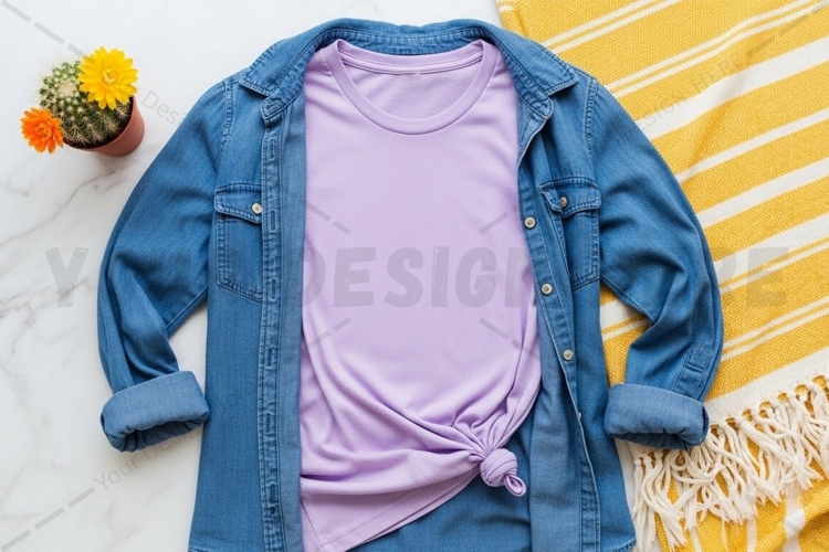 Casual lavender t-shirt mockup