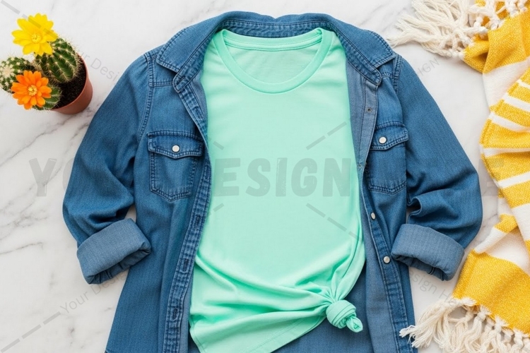 Casual summer outfit with t-shirt mockup