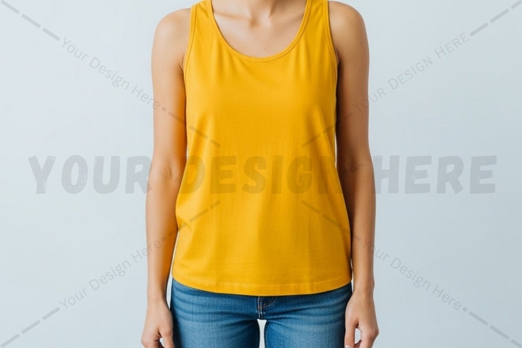 Bright yellow tank top for women t-shirt mockup