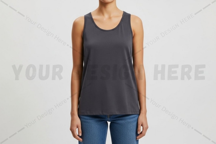 Solid gray tank top for women t-shirt mockup design