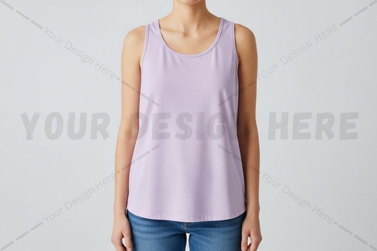 Light purple womens tank top t-shirt mockup design