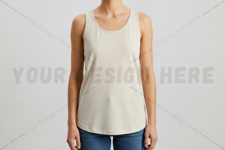 Minimalist white tank top for women t-shirt mockup