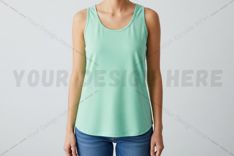 Mint green womens tank top t-shirt mockup