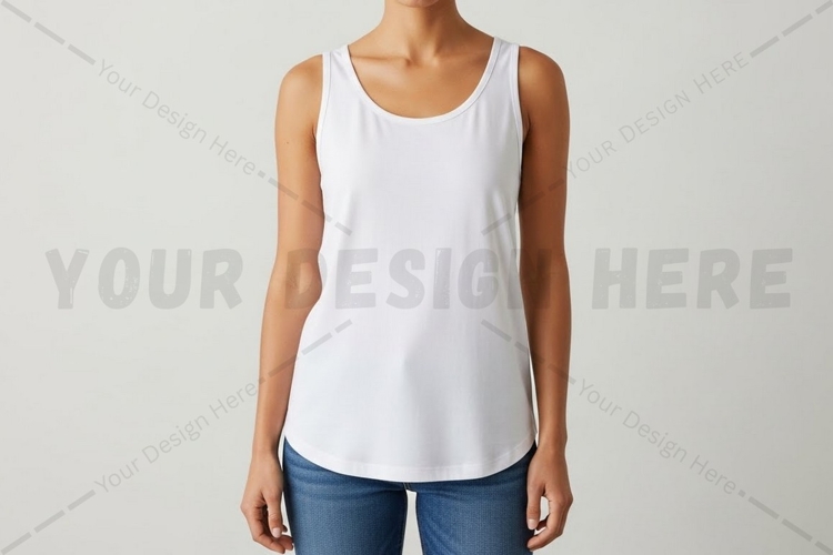 Womens white tank top t-shirt mockup