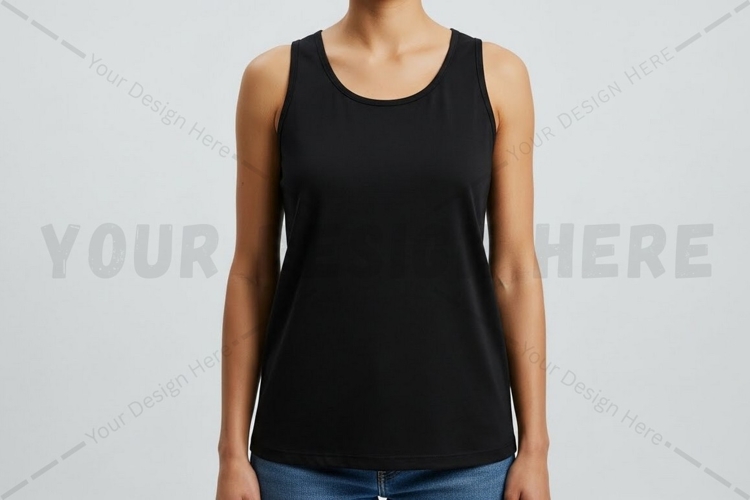 Black sleeveless t-shirt mockup design