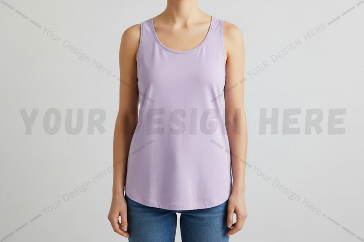 Lilac women's tank top t-shirt mockup