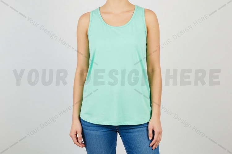 Mint green tank top for women t-shirt mockup