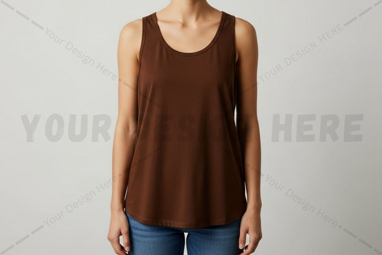 Brown sleeveless blouse t-shirt mockup