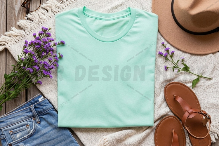 Light grey hoodie in forest setting t-shirt mockup design