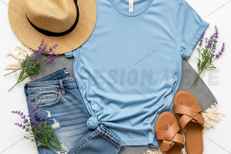 Lavender hoodie with distressed jeans outfit mockup