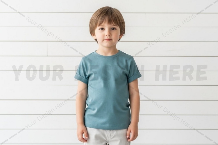 Kids light blue t-shirt mockup