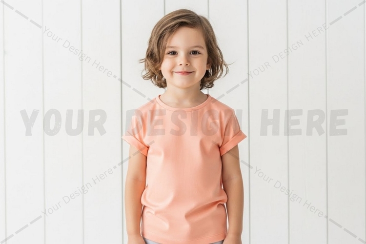 Cute kids peach t-shirt mockup