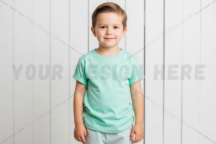 Cute kids mint green t-shirt mockup
