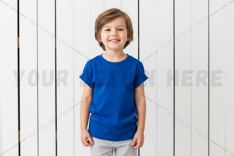 Kids blue t-shirt mockup design