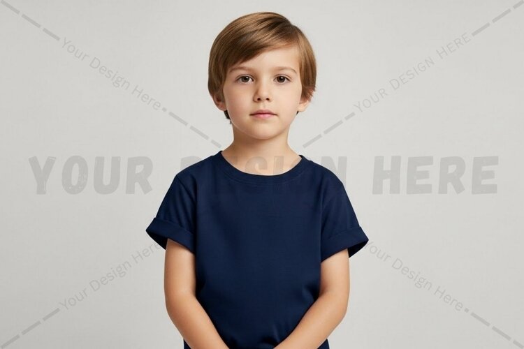 Navy blue kids t-shirt mockup example image 1