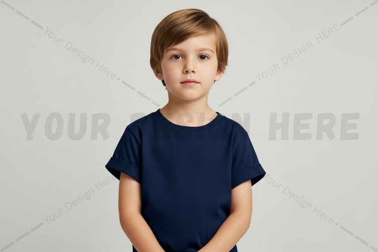 Navy blue kids t-shirt mockup