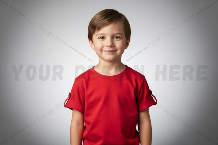 Bright red kids t-shirt mockup