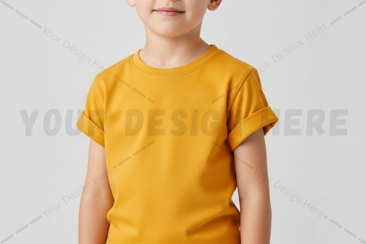 Bright yellow kids t-shirt mockup