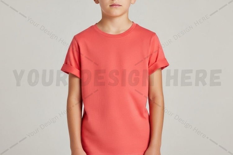 Bright red kids t-shirt mockup