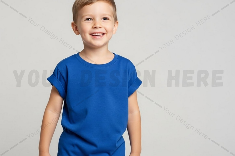 Bright blue kids t-shirt mockup