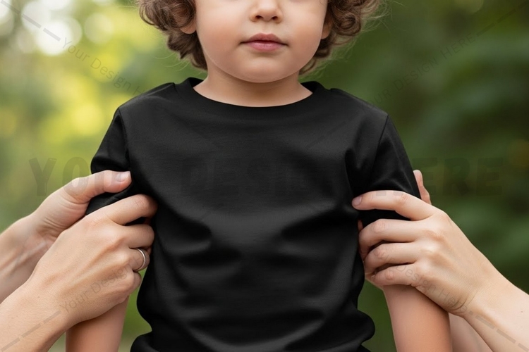 Kids black t-shirt mockup