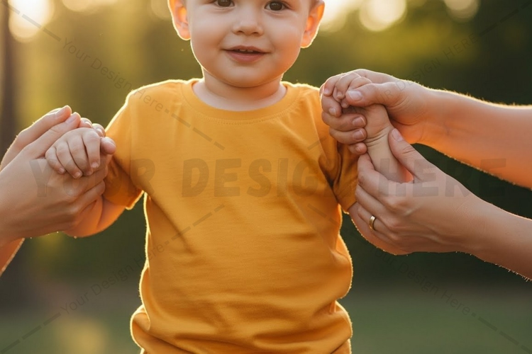 Bright yellow kids t-shirt mockup