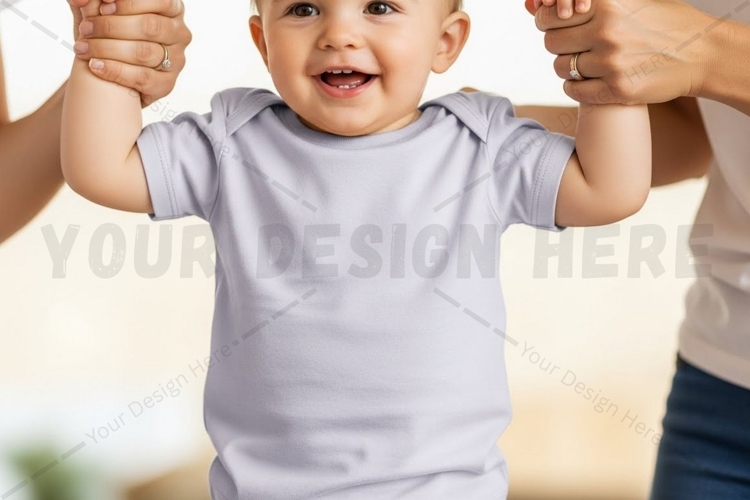 Adorable baby grey t-shirt mockup